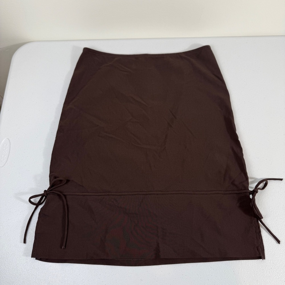 Y2K Vintage Charlotte Russe Brown Side Tie Pencil Skirt Womens Large Made in USA